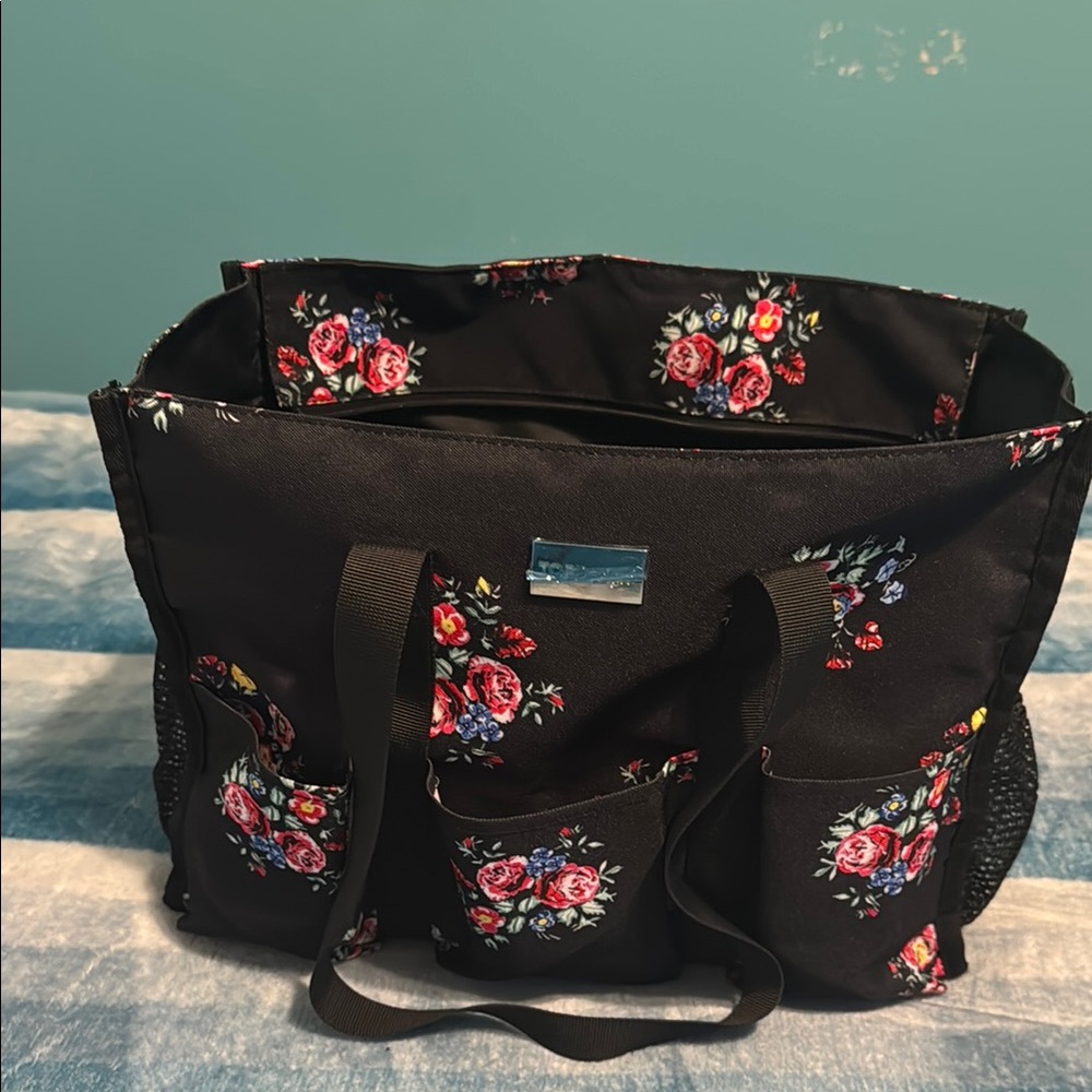 Floral Black Tote Bag